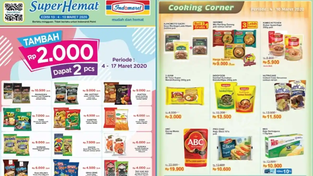 Promo Indomaret, Tambah Rp 2000 Dapat 2 dan Beli 2 Gratis 1, Berlaku 4-17 Maret 2020
