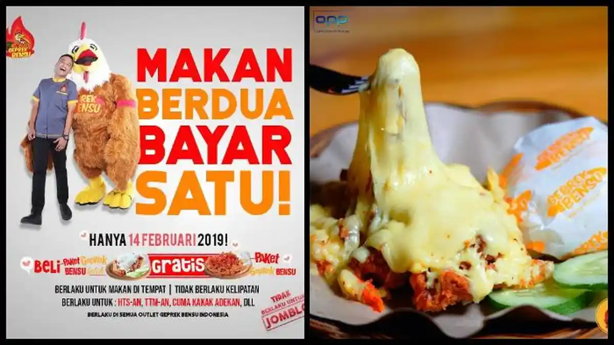 Promo Hari Valentine Geprek Bensu - Makan Berdua Bayar Satu Khusus Tanggal 14 Februari 2019