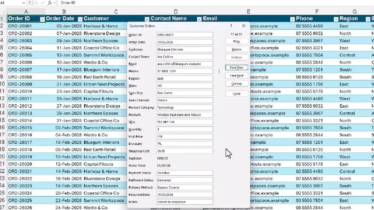 Cara Pakai Form Entri Data Excel Tanpa VBA, Bisa Cari dan Edit Data