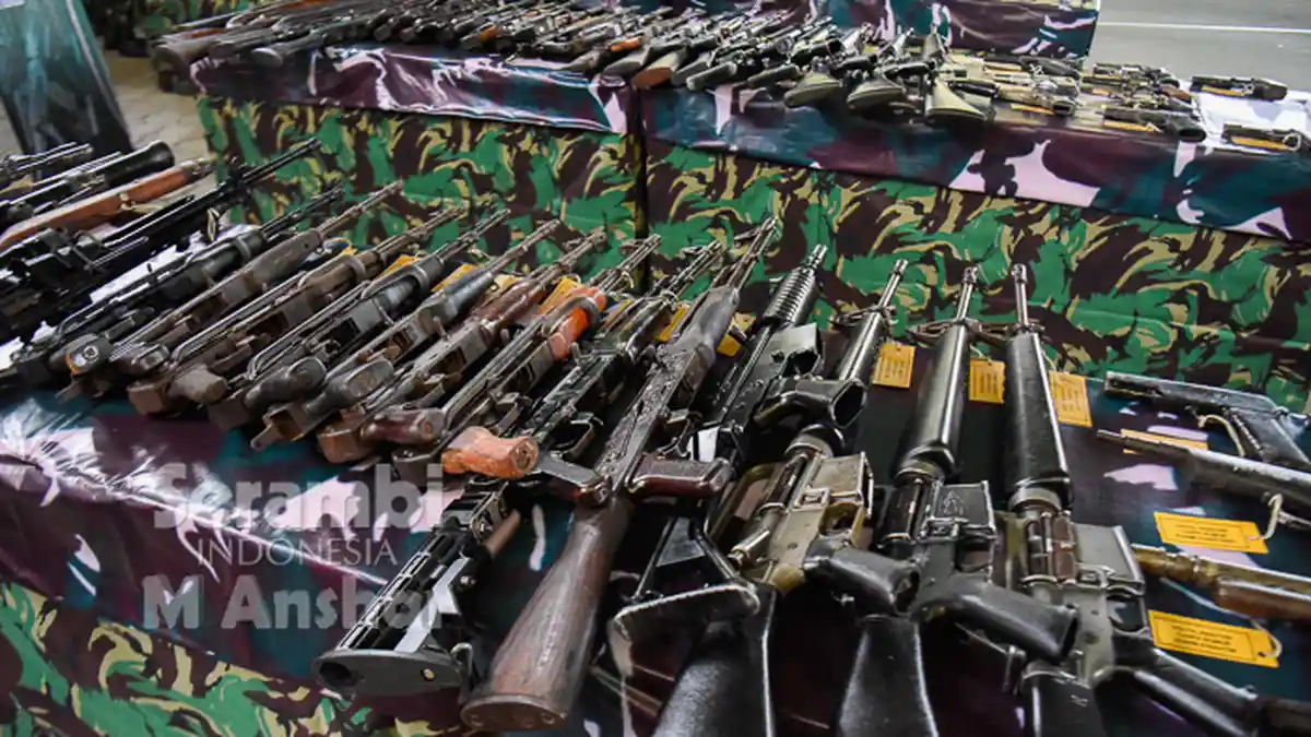 Kodam IM Perlihatkan 187 Senpi Bekas Konflik kepada Kasad Jenderal TNI, Andika Perkasa