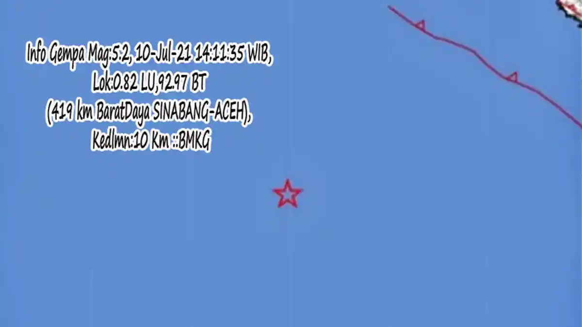 Info Gempa Bumi Siang Ini Sabtu 10 Juli 2021, Berikut Lokasi dan Kekuatannya,Sesuai Data BMKG