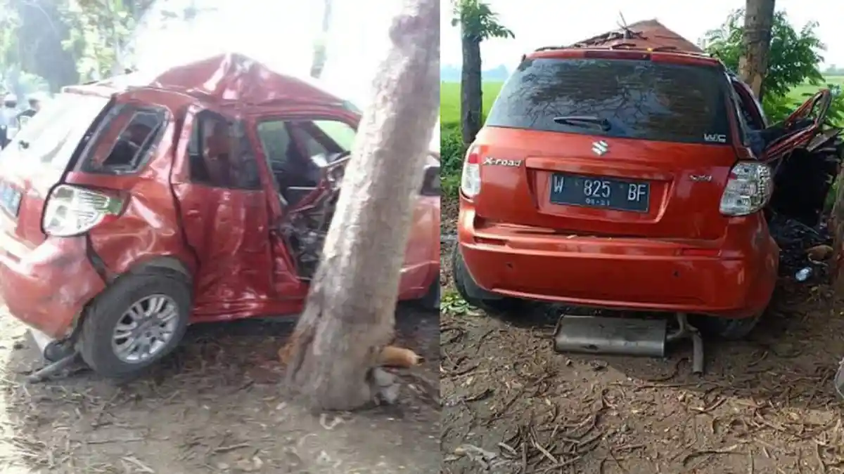 Diduga Mengantuk, Pegawai Bank Ini Tabrak Pohon di Tulungagung dan Meninggal Dunia