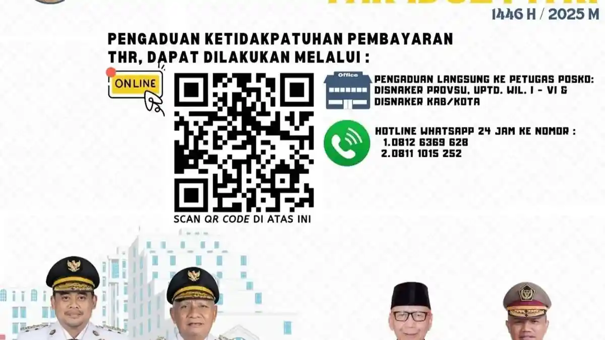 Lokasi Posko Pengaduan THR Disnaker Sumut, Bisa Adukan Secara Online Melalui Scan QR