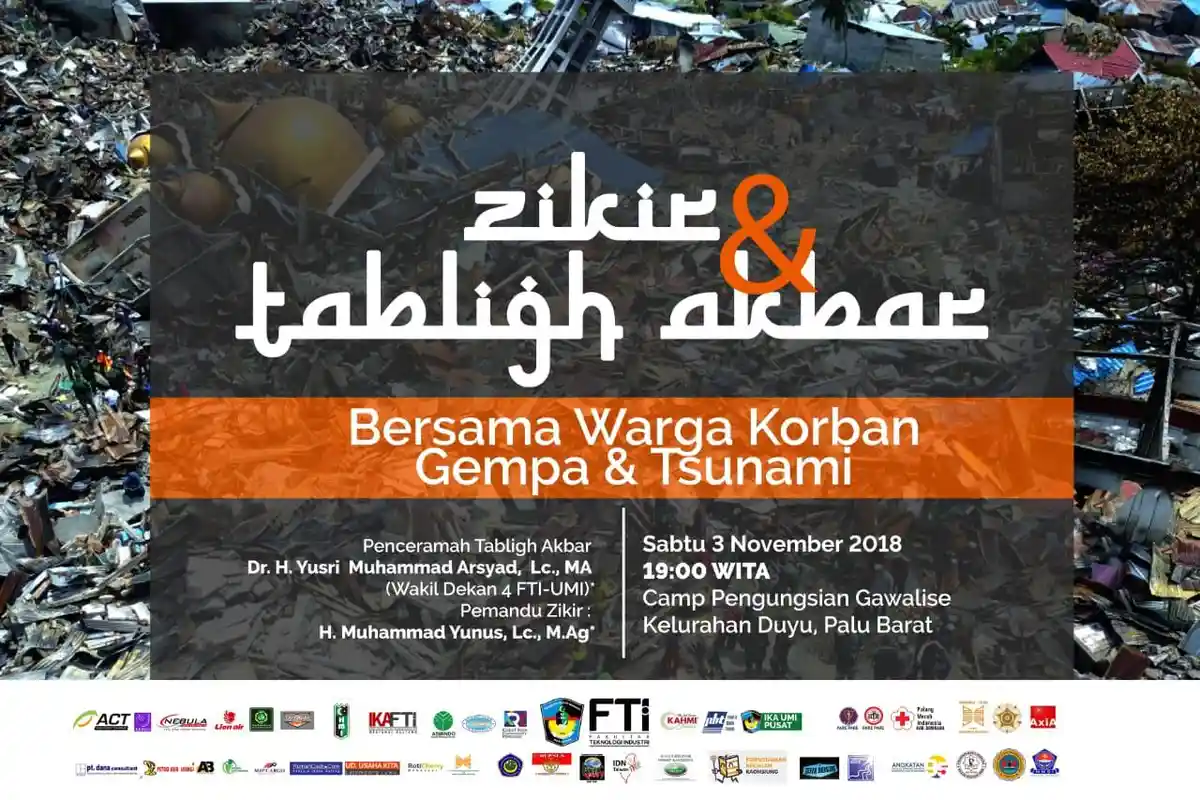 Tonton Zikir dan Tabligh Akbar FTI UMI Bersama Warga Korban Gempa Bumi dan Tsunami Palu