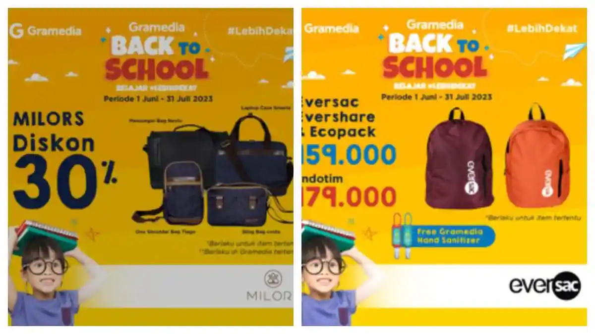'Gramedia Back To School Belajar Lebih Dekat' Promo Spesial Eversac dan Milors Sambut Ajaran Baru 