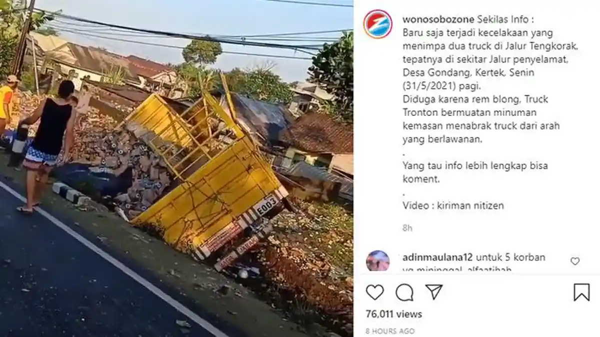 VIRAL Video Kecelakaan Maut di Jalur Tengkorak Wonosobo, Truk Tabrak Motor, 4 Orang Tewas