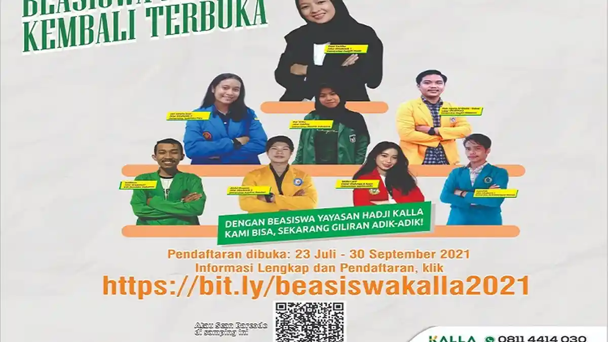 Beasiswa KALLA 2021 Kembali Dibuka, Berikut Cara Daftarnya untuk Mahasiswa Sulsel hingga Sultra