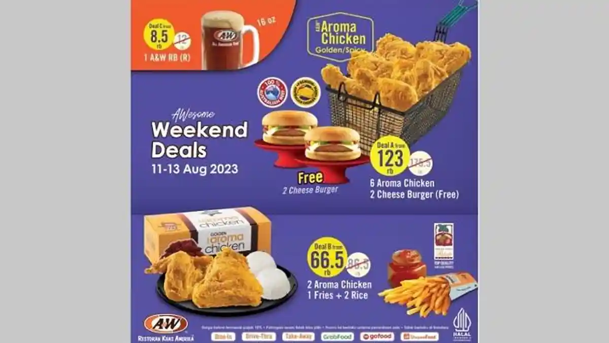 Promo Kuliner Jumat, Makan Bertiga 78 Ribuan di Popeyes, 6 Ayam Free 2 Burger Cuma 123 Ribuan di A&W