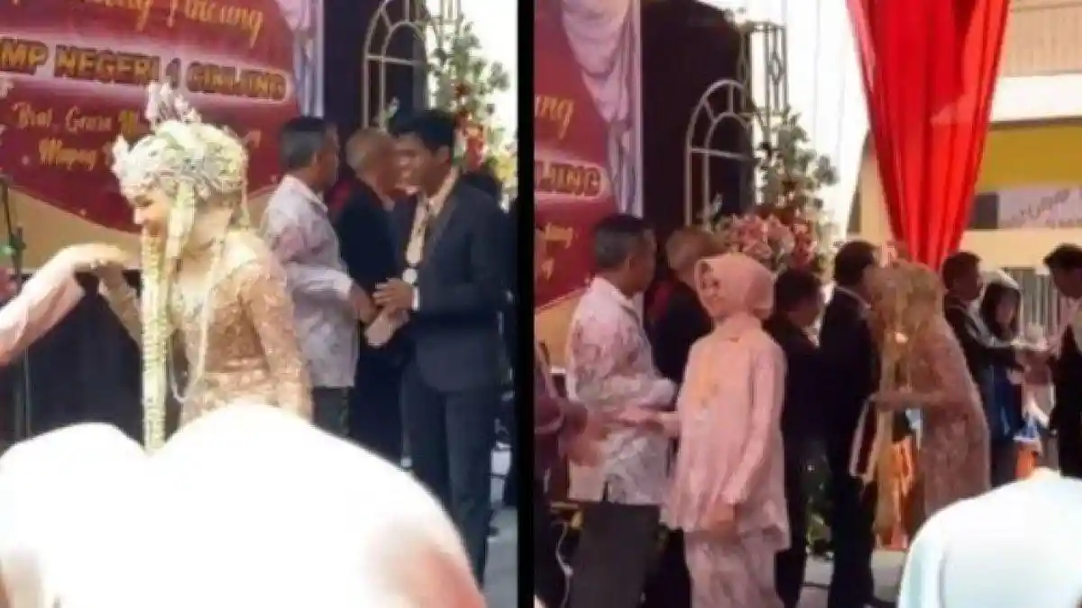 Datangi Wisuda Kelulusan di Sekolah, Siswi SMP Pakai Baju Pengantin, Videonya Langsung Viral