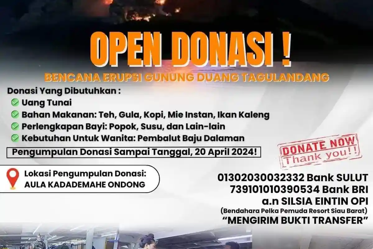 Pemuda GMIST Resort Siau Barat Membuka Donasi untuk Korban Erupsi Gunung Ruang di Sulawesi Utara