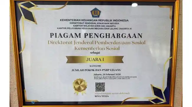 Kemensos Terima Apresiasi Pengelolaan Kekayaan Negara dan Lelang dari KPKNL Jakarta III