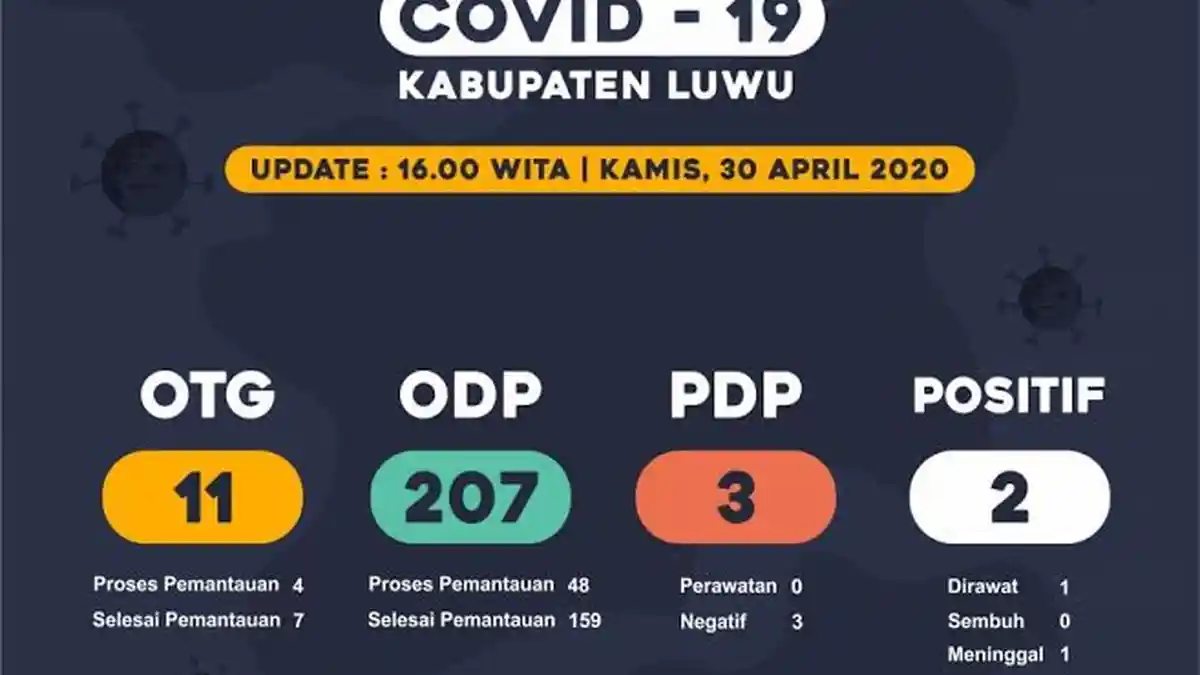 Update Corona Luwu, OTG 11, ODP 207, PDP 3, Positif 2