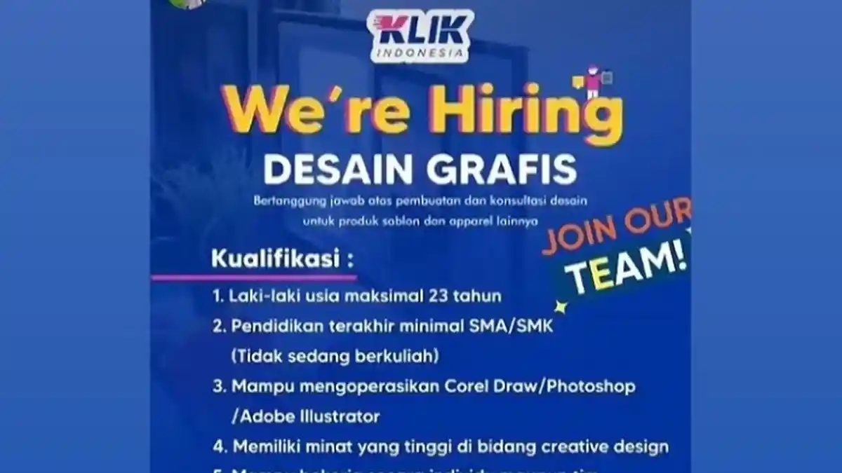Lowongan Kerja Kendari, Klik Indonesia Buka Rekrutmen Desain Grafis, Ini Syarat dan Cara Daftar