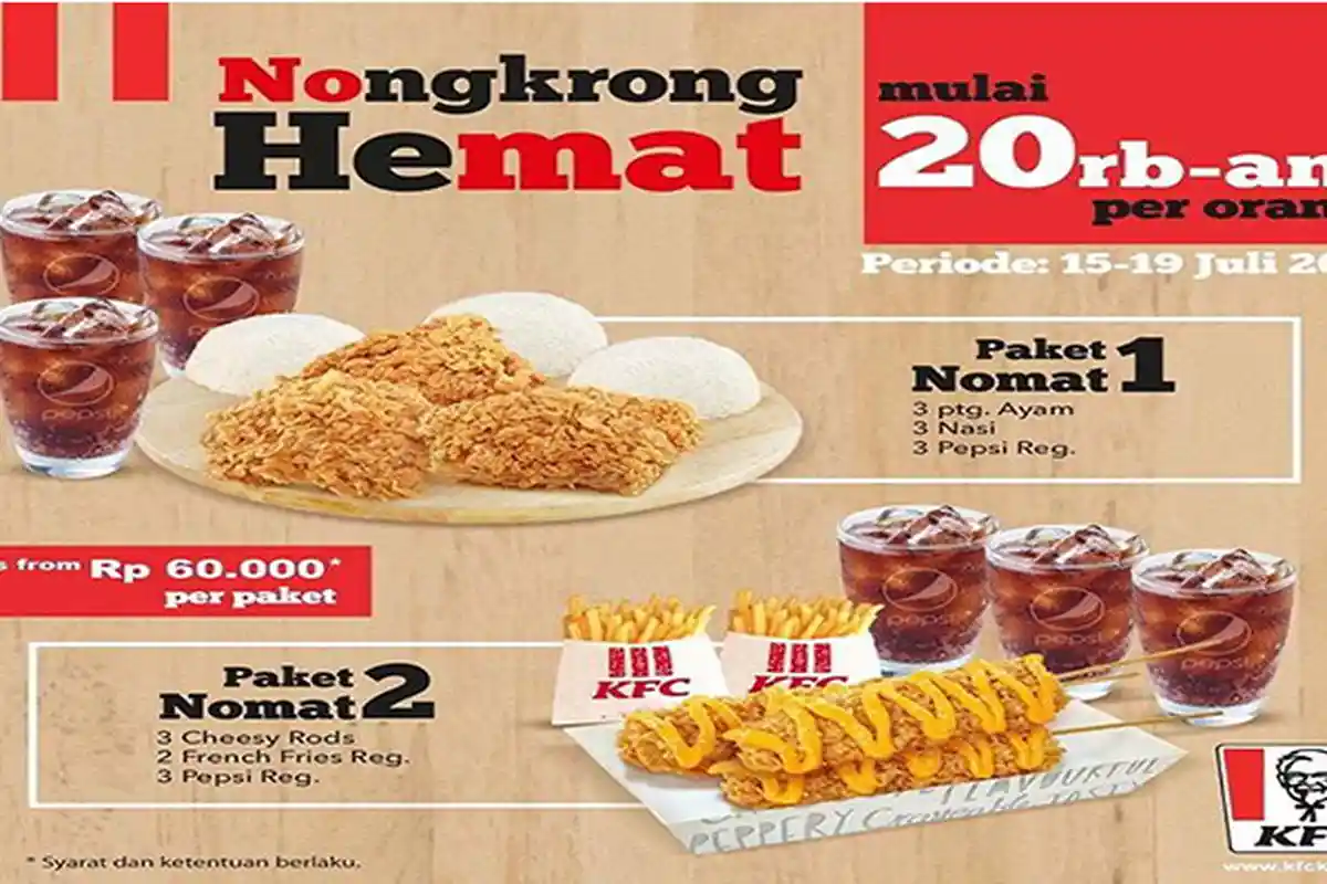 Yuk Serbu Promo KFC Paket Nongkrong Hemat, Harga Mulai Rp 20 Ribu Per Orang