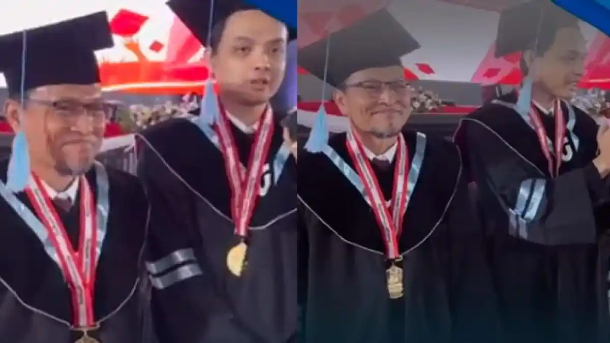 VIRAL ! Ayah dan Anak Wisuda Bersamaan, Kuliah Bareng dan Punya Teman Tongkorongan yang Sama
