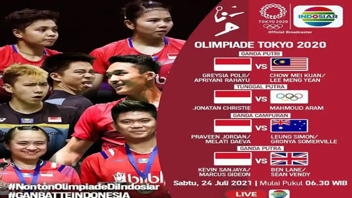 Jadwal Pertandingan Bulutangkis Olimpiade Tokyo 2020, Besok Pagi Atlet Indonesia Mulai Berlaga