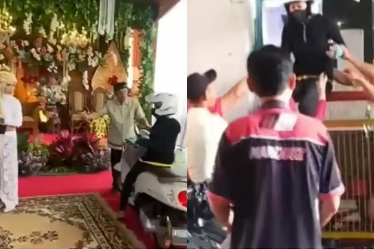 VIRAL Wanita Bermotor ini Nekat Terobos Acara Pernikahan, Ternyata Ini Penyebabnya