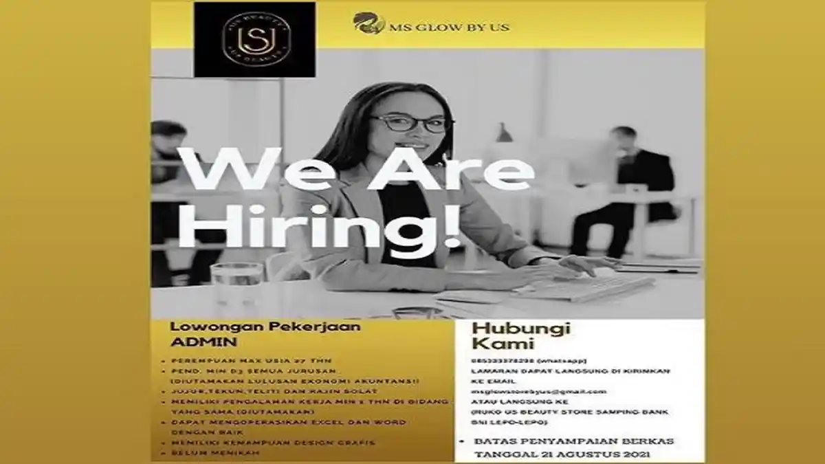 Lowongan Kerja Kendari, MS GLOW By US Buka Rekrutmen Admin, Ini Kualifikasi dan Cara Mendaftar