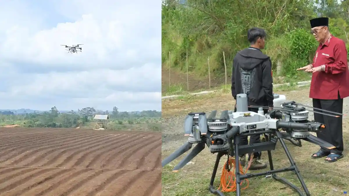 Modern, Petani Nilam Bener Meriah Gunakan Drone untuk Pemupukan dan Penyemprotan