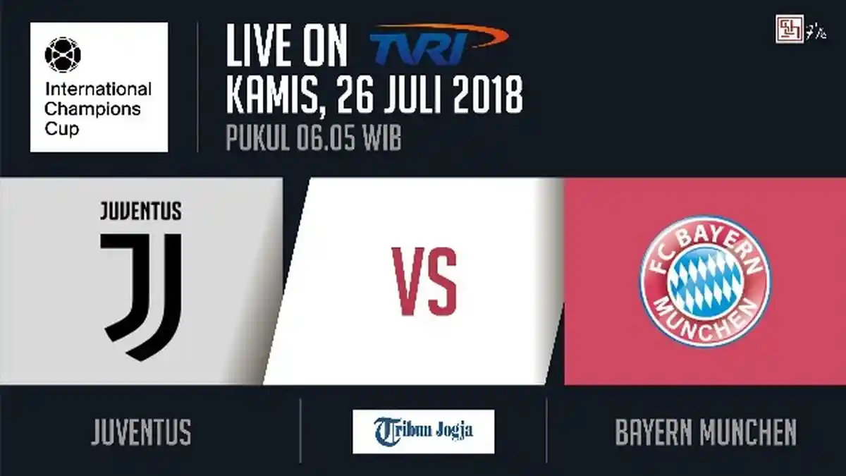 Jadwal Pertandingan Bayern Munchen vs Juventus ICC 2018, Juve Tanpa Ronaldo