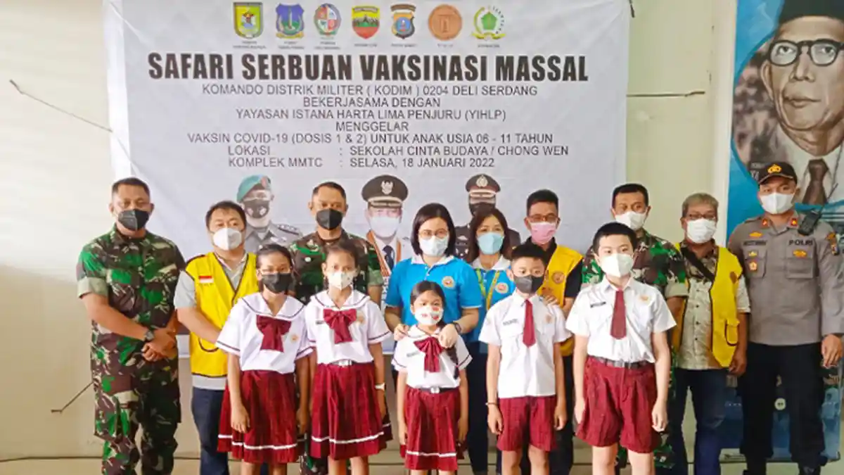 Kodim 0204/DS Gelar Serbuan Vaksinasi di Sekolah Cinta Budaya