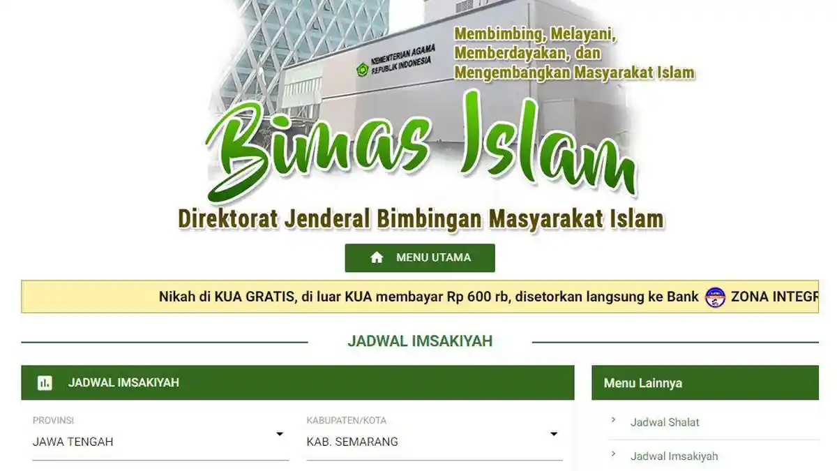 Jadwal Imsakiyah Ramadhan 2020/1441 H untuk Wilayah Semarang dan Sekitarnya