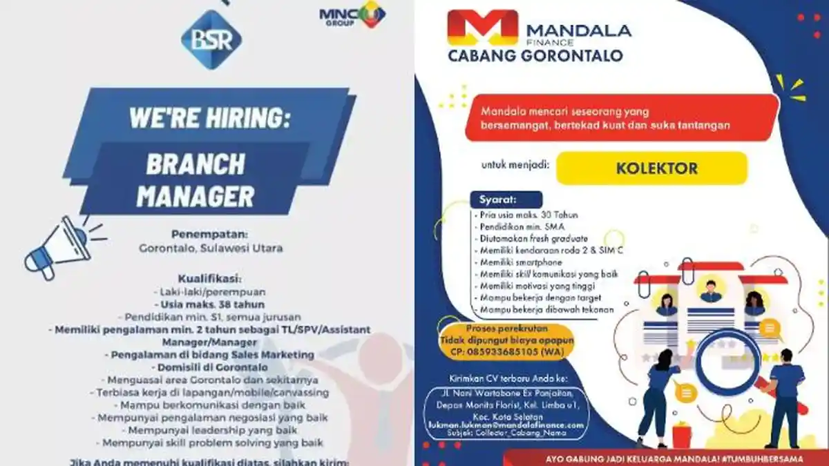 Lowongan Kerja Gorontalo untuk Lulusan SMA/SMK/D3/S1 Sederajat Hari Ini Jumat, 18 November 2022