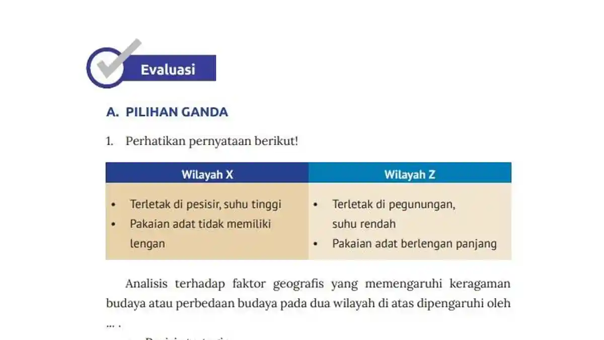 Kunci Jawaban IPS Kelas 7 Halaman 253 Kurikulum Merdeka: Pilihan Ganda, Evaluasi Tema 4