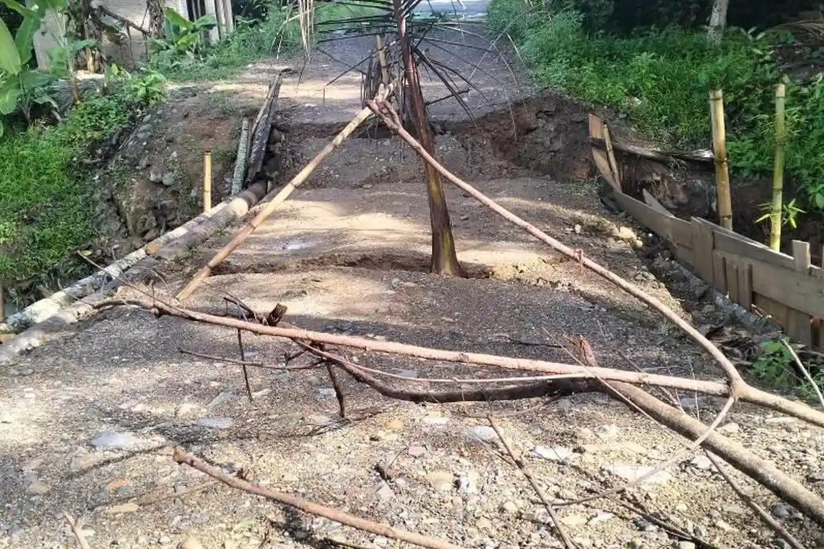 Jembatan Sementara di Pematang Sawa Tanggamus Lampung Ambrol Usai Hujan Deras