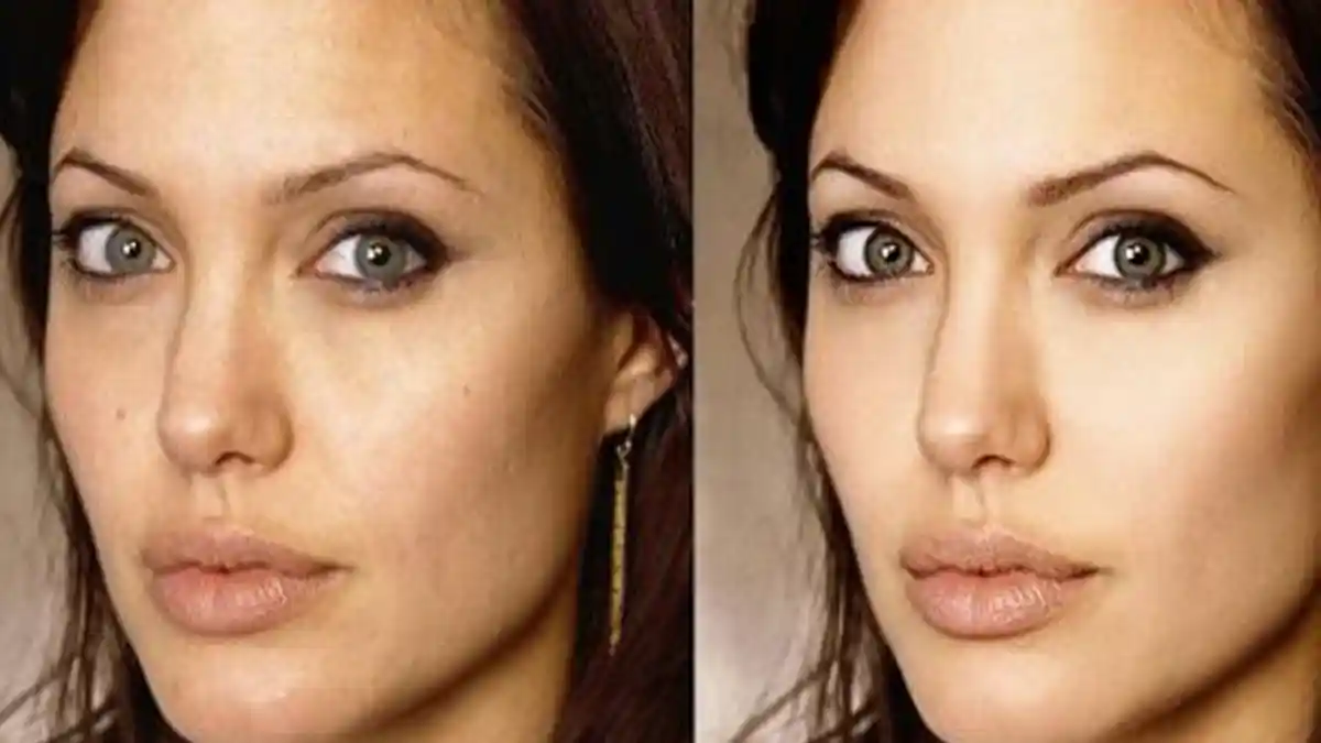 Perubahan Wajah Angelina Jolie Sebelum dan Sesudah Diolah Photoshop