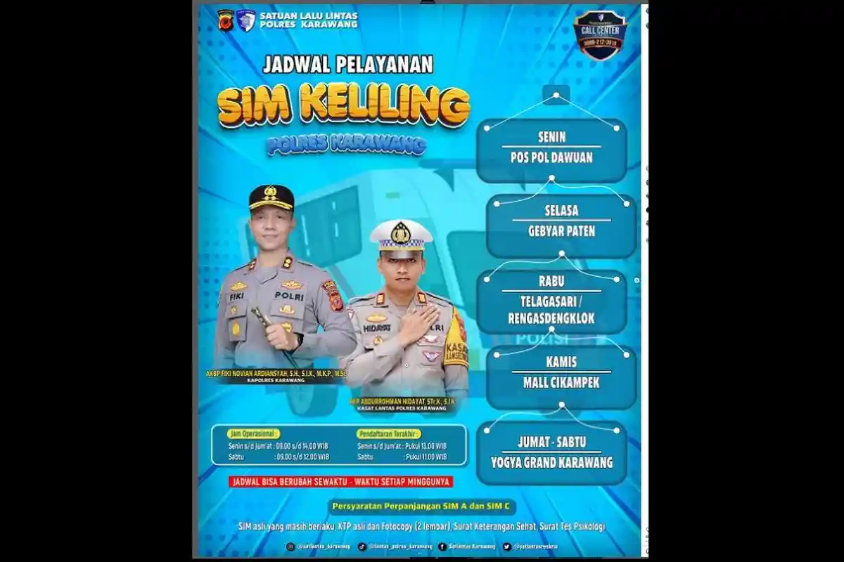 Layanan SIM Keliling Karawang, Rabu 11 Juni 2025, Dijadwalkan hingga Pukul 14.00, Cek Lokasinya