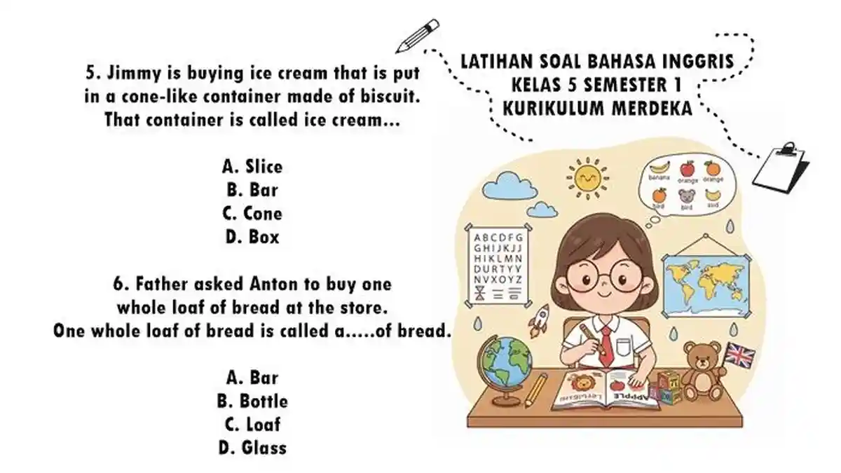 20 Soal Bahasa Inggris Kelas 5 Semester 1 Kurikulum Merdeka untuk Ujian Sekolah
