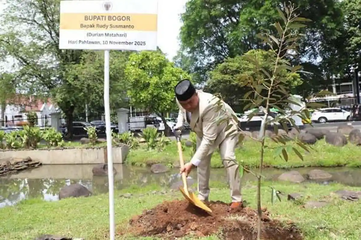 Semarak Hari Pahlawan, Bupati Bogor Rudy Susmanto Tanam Pohon Durian di Kawasan Istana