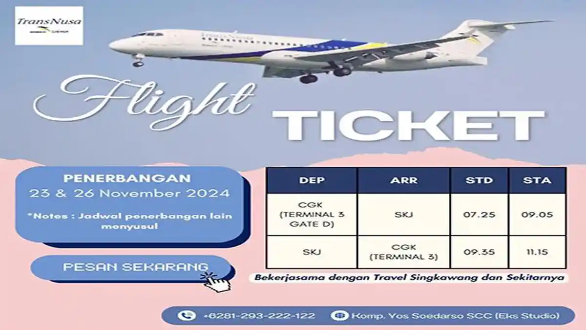 Harga Tiket Pesawat Singkawang - Jakarta Dijual Rp1.522.000