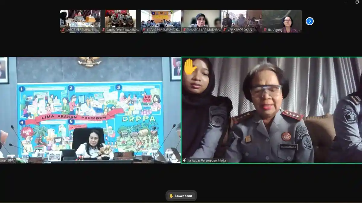 Koordinasi Pelatihan WBP, Kepala Lapas Perempuan Medan Ikut Rapat bersama Menteri PPA secara Virtual