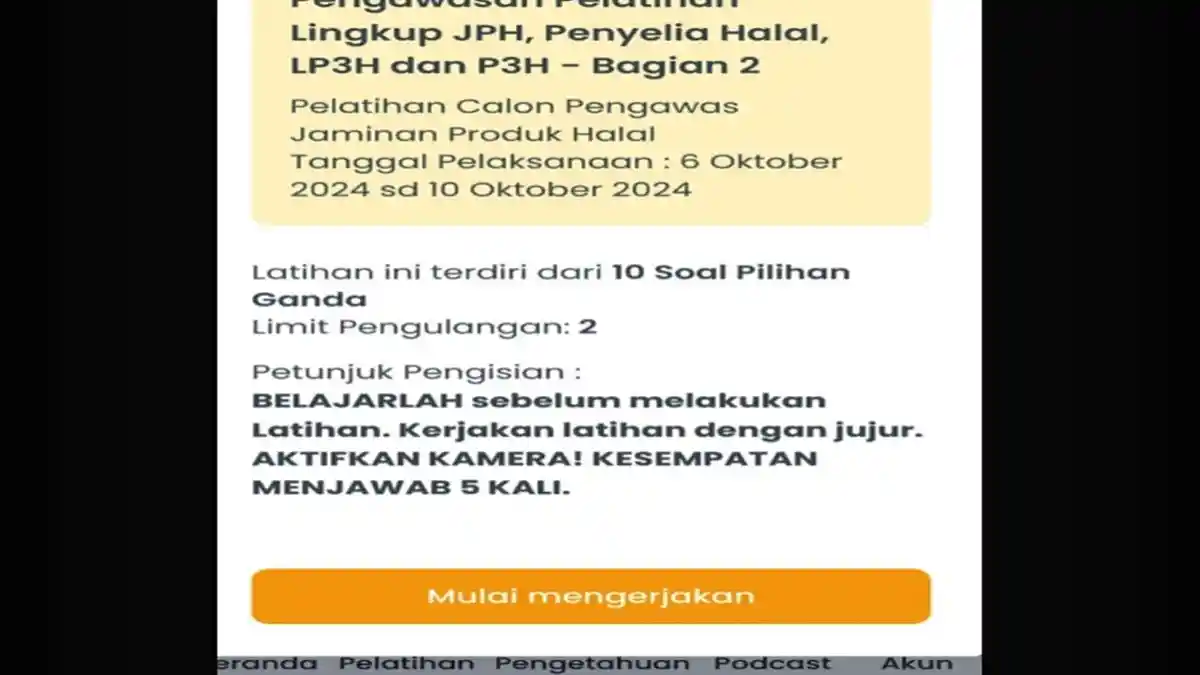 10 Kunci Jawaban Pintar Kemenag: Modul 3.20 Pengawasan Proses Produk Halal, Skor 100