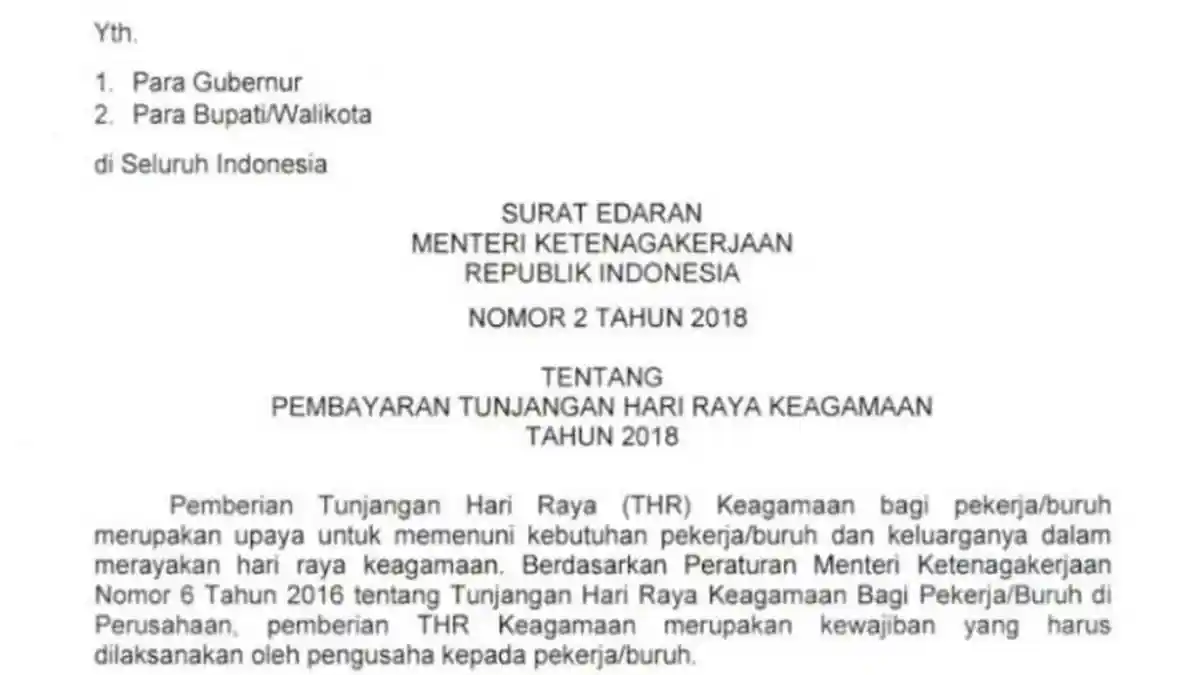 Terbitkan Surat Edaran THR, Menaker Hanif: THR Paling Lambat H-7 Lebaran