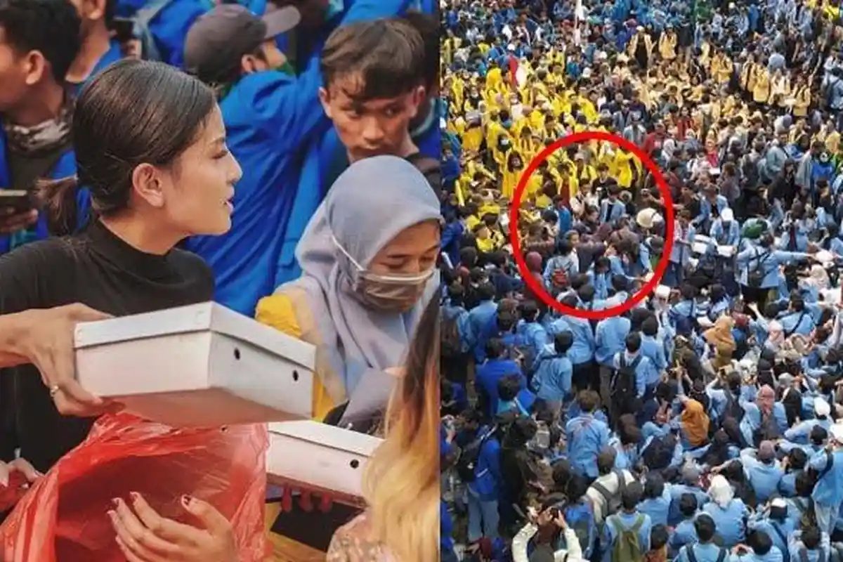 Awkarin Bagikan 3.000 Nasi Kotak ke Mahasiswa Demo