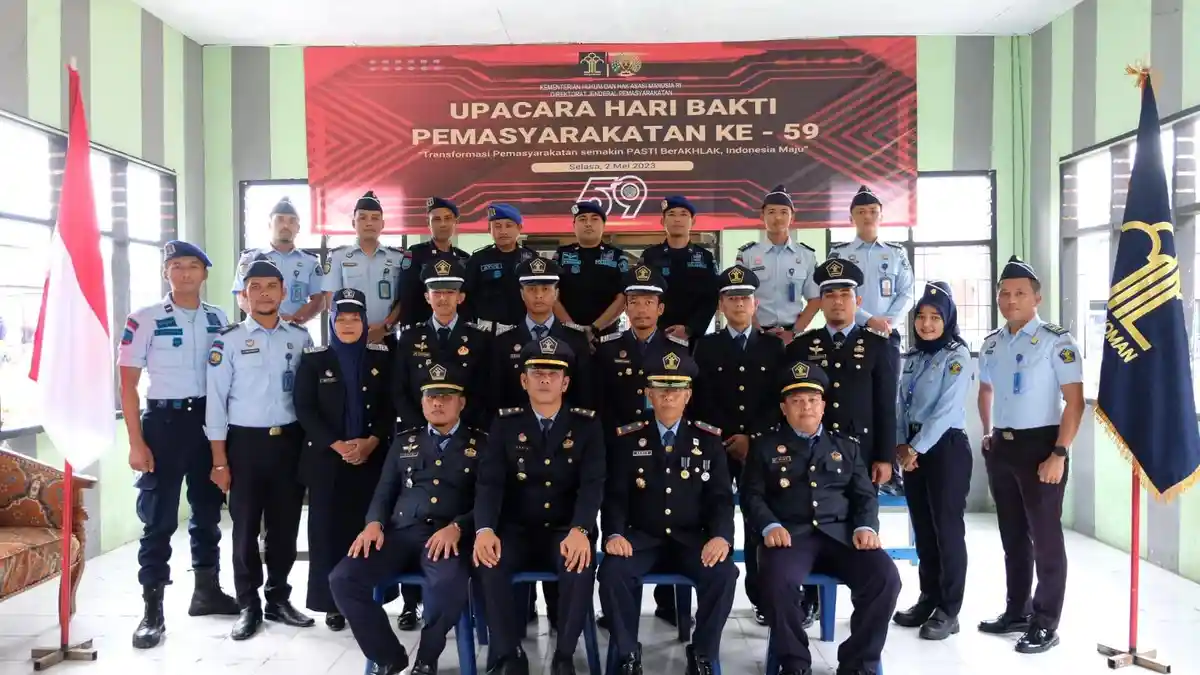 Lapas Labuhan Bilik Ikuti Upacara Hari Bakti Pemasyarakatan ke-59 Tahun 2023 dan Halal Bihalal