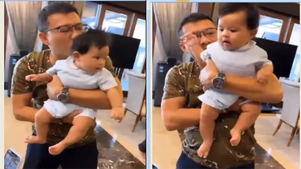 Senangnya Anang Hermansyah Gendong Ameena , Kakek dan Cucu Disebut Mirip , Natizen: Plek