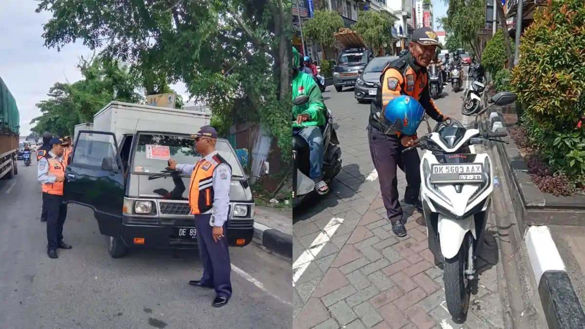 Dishub Denpasar Tertibkan Parkir Sembarangan, 19 Kendaraan Ditempeli Stiker