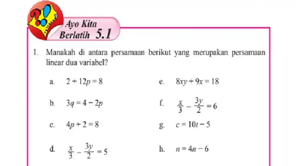 Kunci Jawaban Matematika Kelas 8 Halaman 203, 204, 205, Persamaan Linear Dua Variabel