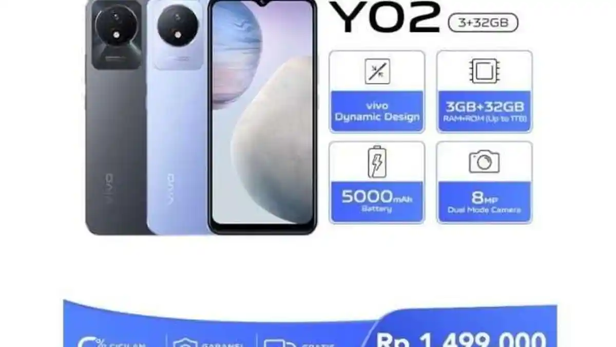 HP Vivo Harga Rp 1 Jutaan Terbaru, Ada Vivo Y02 dengan RAM 3 GB