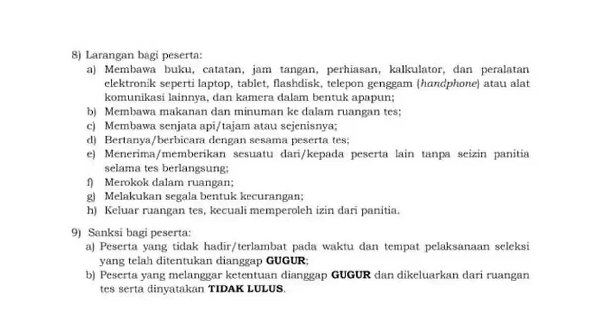 Berikut 2 Jenis Peserta yang Akan Dianggap Gugur dan Tidak Lulus SKB pada Proses Seleksi CPNS 2021