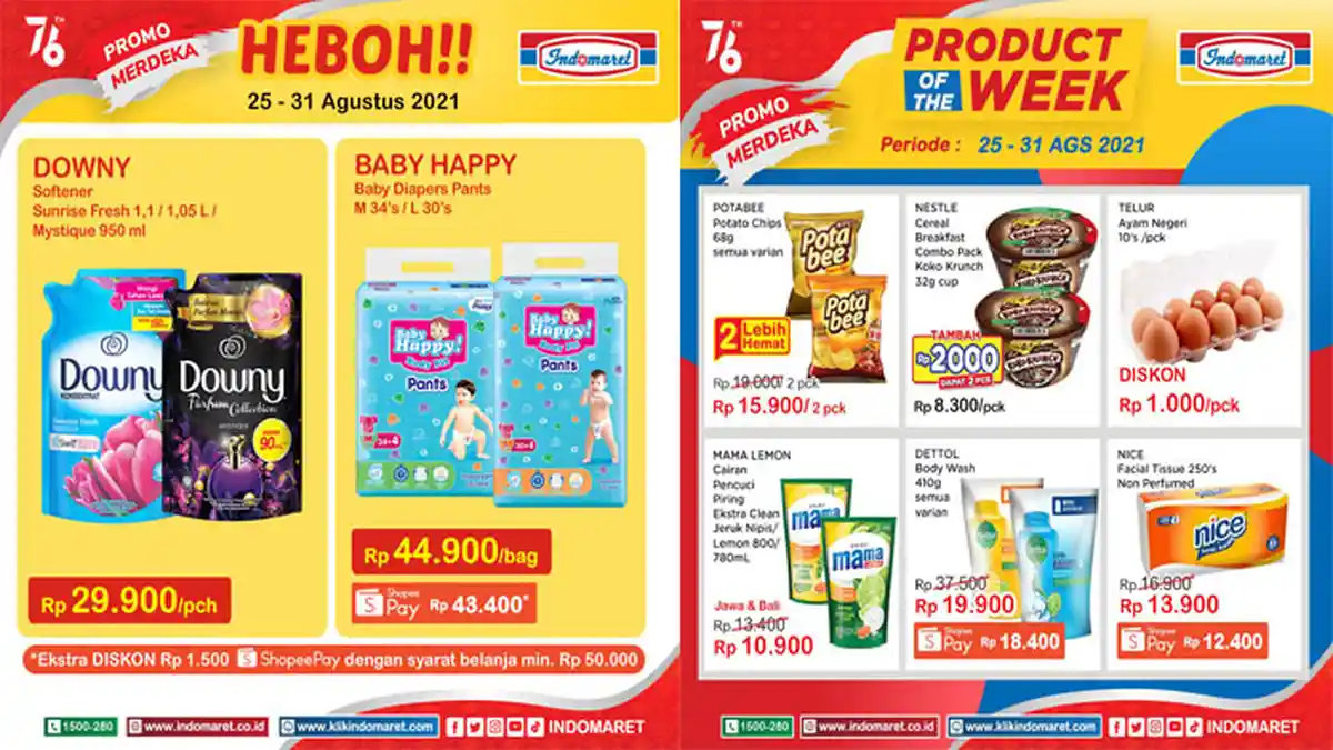 UPDATE PROMO INDOMARET Hari Ini 30 Agustus 2021, Diskon Heboh Pewangi hingga Popok Bayi 