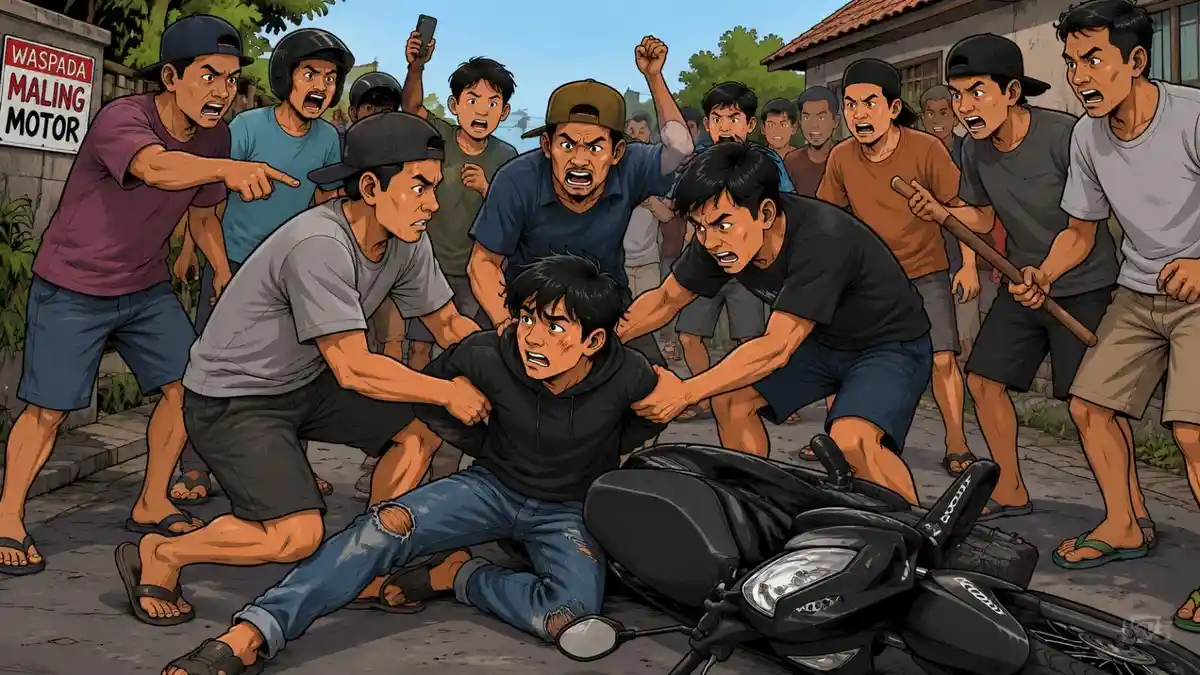 Seorang Pria Nekat Curi Motor di Denpasar Bali, Ditangkap Warga Setempat, Rekannya Berhasil Kabur