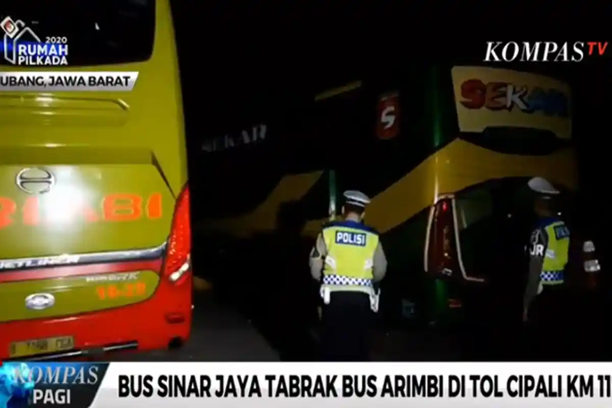 BREAKING NEWS, Bus Sinar Jaya Seberangi Median Jalan dan Tabrak Arimbi di Cipali, Tujuh Orang Tewas