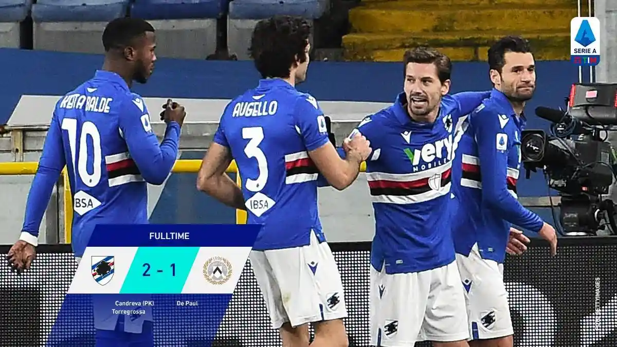 Hasil Liga Italia Sampdoria vs Udines, Ernesto Torregrossa Debut & Cetak Gol, Sampdoria Menang
