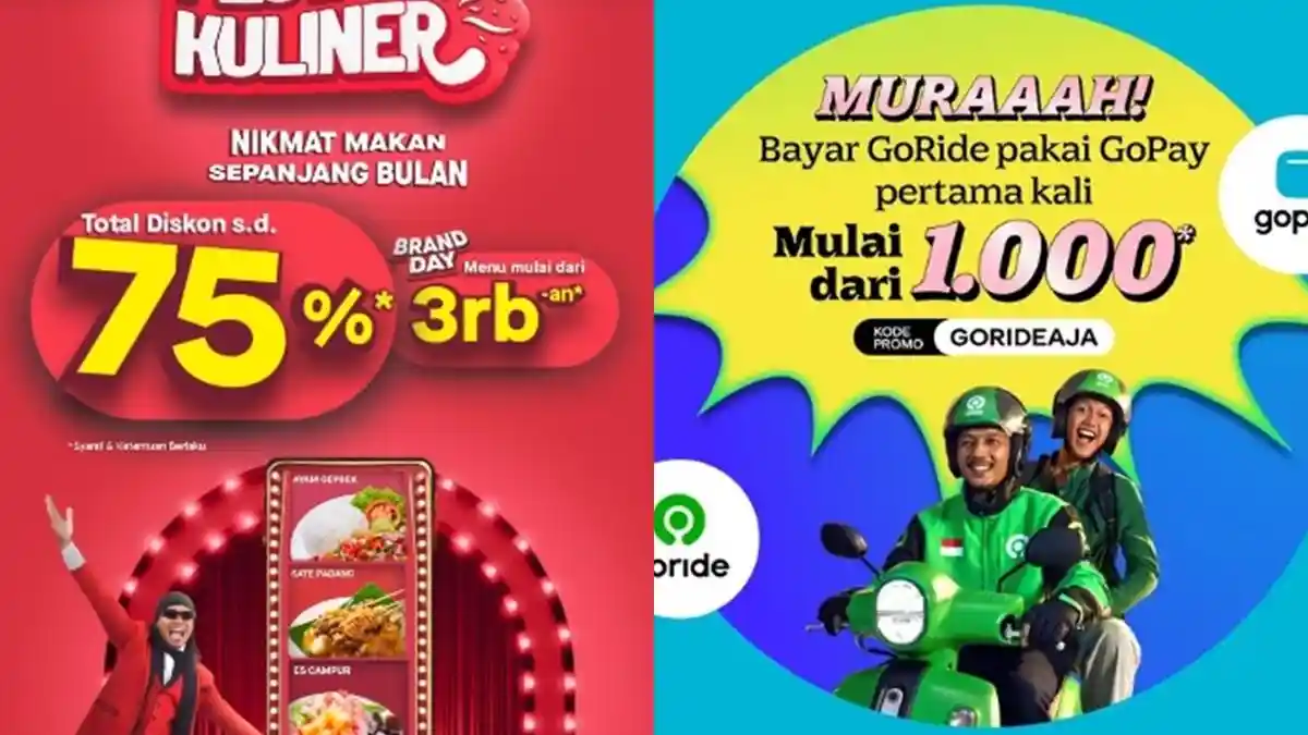17 Kode Promo Gojek Spesial Awal Bulan Juli 2025, Diskon GoFood 75 Persen, GoRide Mulai dari Rp1000