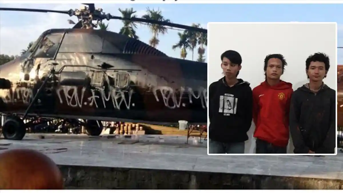 Coret-coret Helikopter TNI AU, 3 Pemuda Ini Bikin Gemes, Netter: Generasi Makan Bumbu